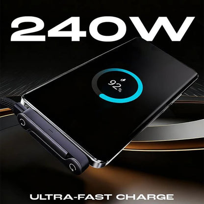 ⚡ 2-in-1 Unsichtbares Halter-Ladekabel | 240W Fast Charging Cord mit Integriertem Handy-Ständer