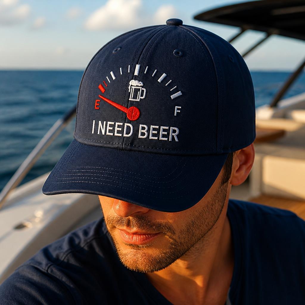 🍺 Bier-Anzeige voll auf "E"? – Stick-Cap "I NEED BEER" | Das ultimative Geschenk für Bierliebhaber