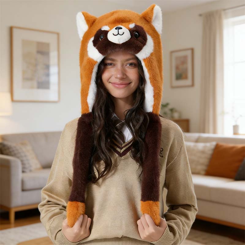 🐼❄️ Bewegliche Roter Panda Mütze – Warm & Niedlich