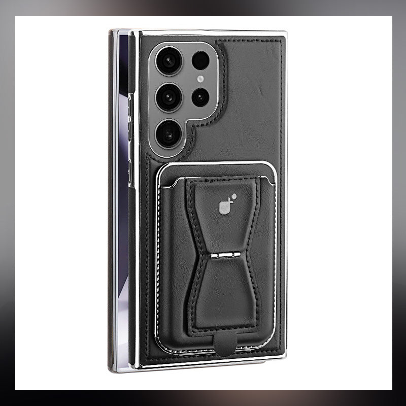 Vollflächige Anti-Fall-Handyhülle aus echtem Leder (Samsung Galaxy S23 S24 Plus Ultra) mit magnetischem Kartenhalter