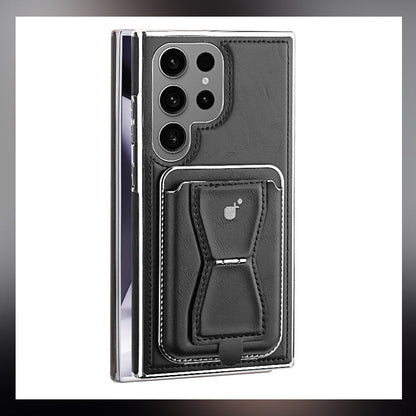 Vollflächige Anti-Fall-Handyhülle aus echtem Leder (Samsung Galaxy S23 S24 Plus Ultra) mit magnetischem Kartenhalter