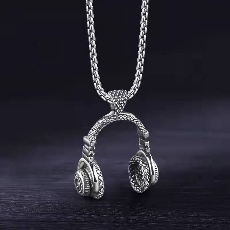 Herren Headset-Halskette: Hip-Hop Streetwear Musik-Anhänger aus Edelstahl 😎🎵