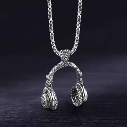 Herren Headset-Halskette: Hip-Hop Streetwear Musik-Anhänger aus Edelstahl 😎🎵
