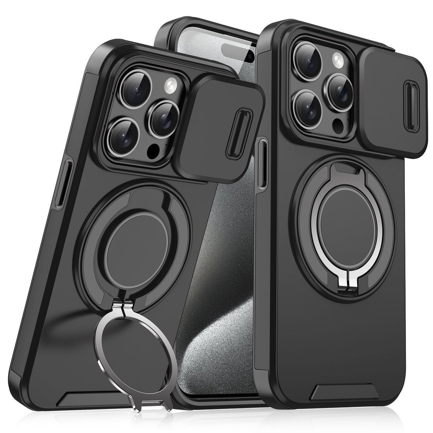 🍎🔄 iPhone Panzerhülle: Mit 360° Stativ-Ring & Schiebbarer Kamera-Abdeckung 📸