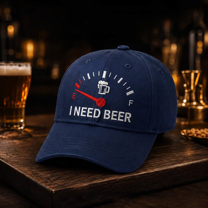 🍺 Bier-Anzeige voll auf "E"? – Stick-Cap "I NEED BEER" | Das ultimative Geschenk für Bierliebhaber