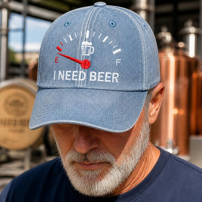 🍺 Bier-Anzeige voll auf "E"? – Stick-Cap "I NEED BEER" | Das ultimative Geschenk für Bierliebhaber