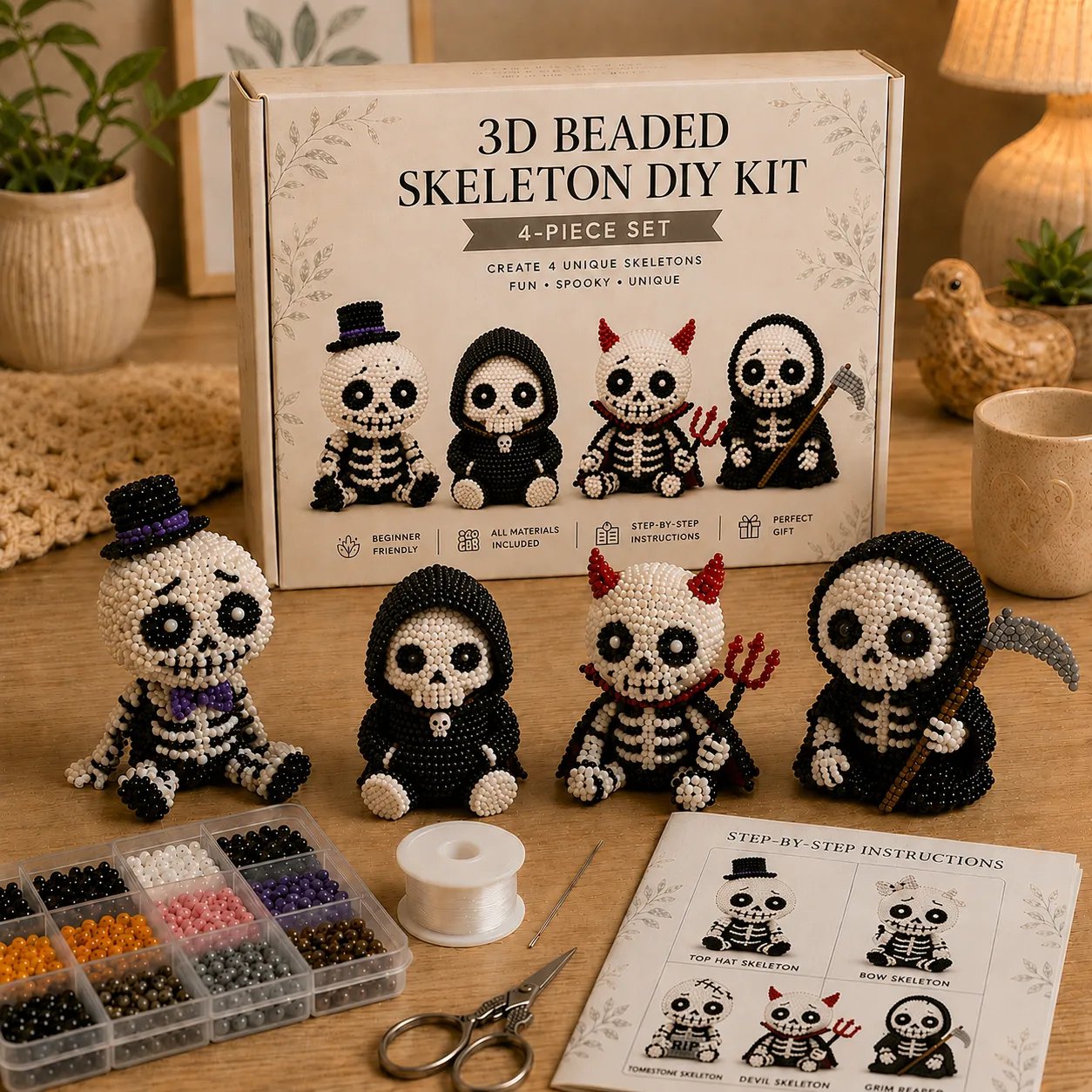 💀 Entschleunige deinen Alltag: Erschaffe deine eigene, detailgetreue 3D Gothic-Skelett-Crew mit Perlen-Magie! ✨