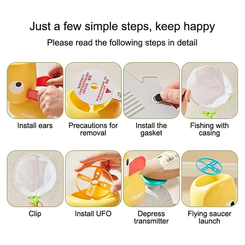 🚀 UFO Frisbee Werfer Pedal-Spielzeug für Kinder | Outdoor Fangspiel mit Netz 🤸