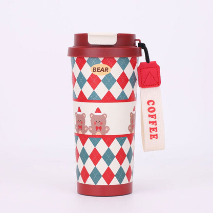 🎄 Weihnachts-Thermobecher aus Edelstahl mit Trinkhalm 🎅