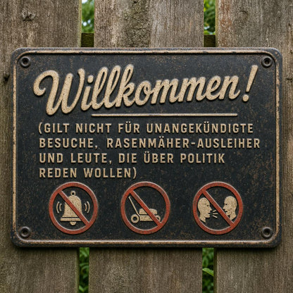 Endlich Ruhe an der Haustür: Das witzige Vintage-Metallschild für ungestörte Privatsphäre