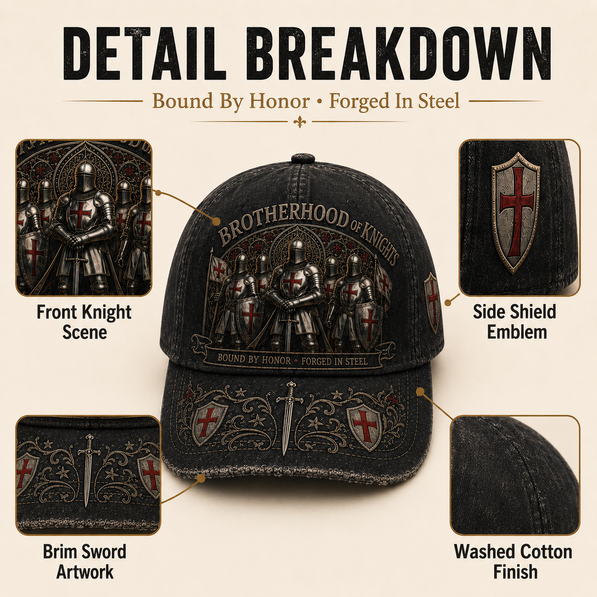 Wahre Werte Sterben Nie! ⚔️ Brotherhood of Knights Vintage Cap – Ein Symbol für Ehre, Mut & Unbrechbare Treue 🛡️🔥