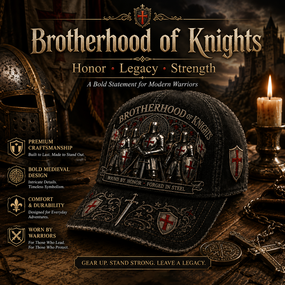Wahre Werte Sterben Nie! ⚔️ Brotherhood of Knights Vintage Cap – Ein Symbol für Ehre, Mut & Unbrechbare Treue 🛡️🔥