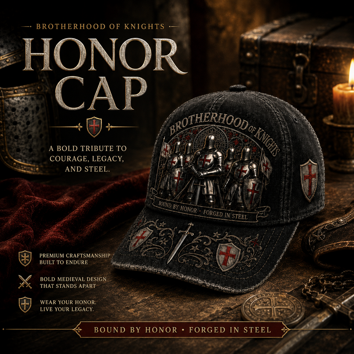 Wahre Werte Sterben Nie! ⚔️ Brotherhood of Knights Vintage Cap – Ein Symbol für Ehre, Mut & Unbrechbare Treue 🛡️🔥