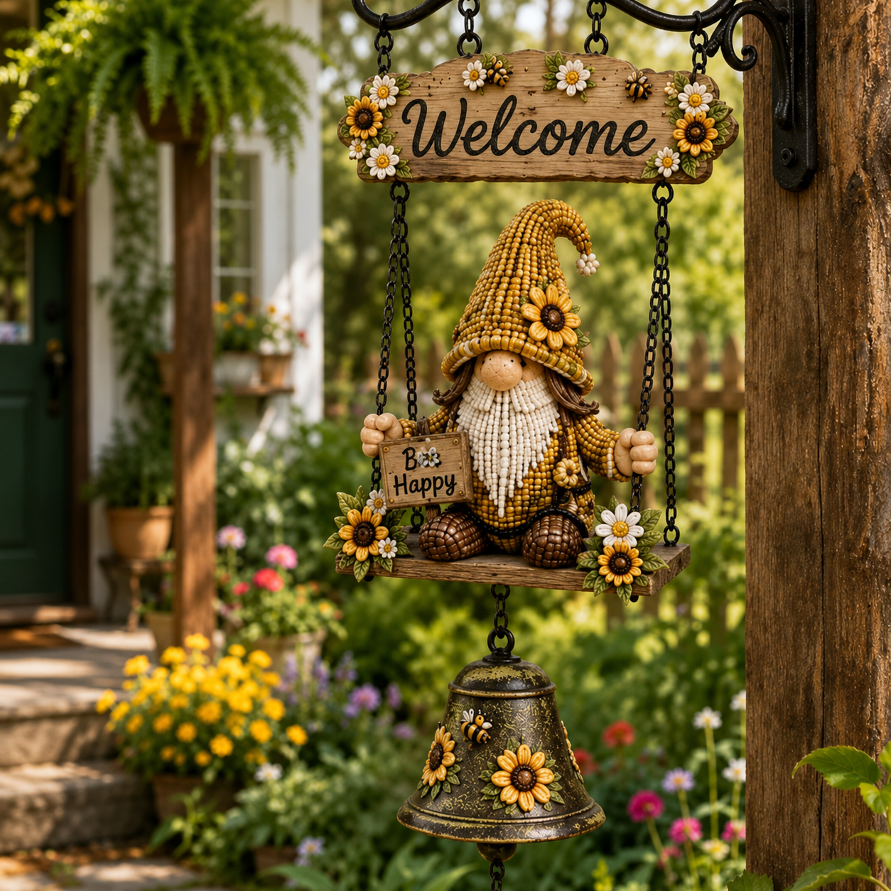 🔔 Rustikale Wanddekoration mit Vintage-Glocke — Ein echter Blickfang für Haus & Garten! 🌼