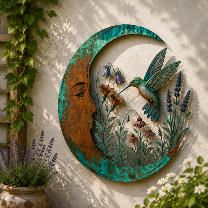 Mehr Charme für Ihr Zuhause: Filigrane Metall-Wanddekoration Mond & Biene
