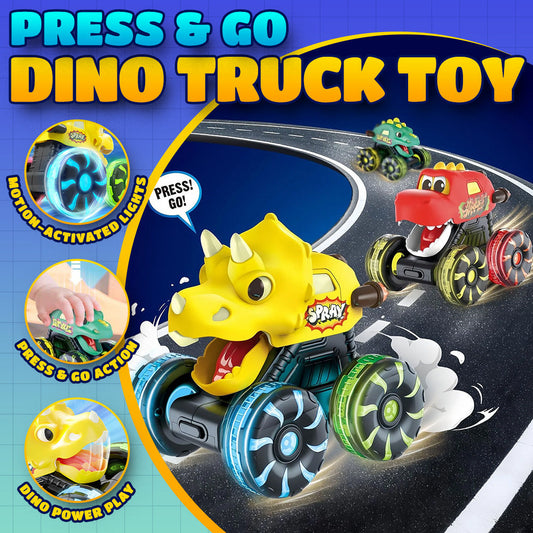 🔥 40% RABATT im Winter-SALE! 🚗 Press & Go Dino Truck für Kleinkinder | Mit bewegungsaktiviertem LED-Licht ✨
