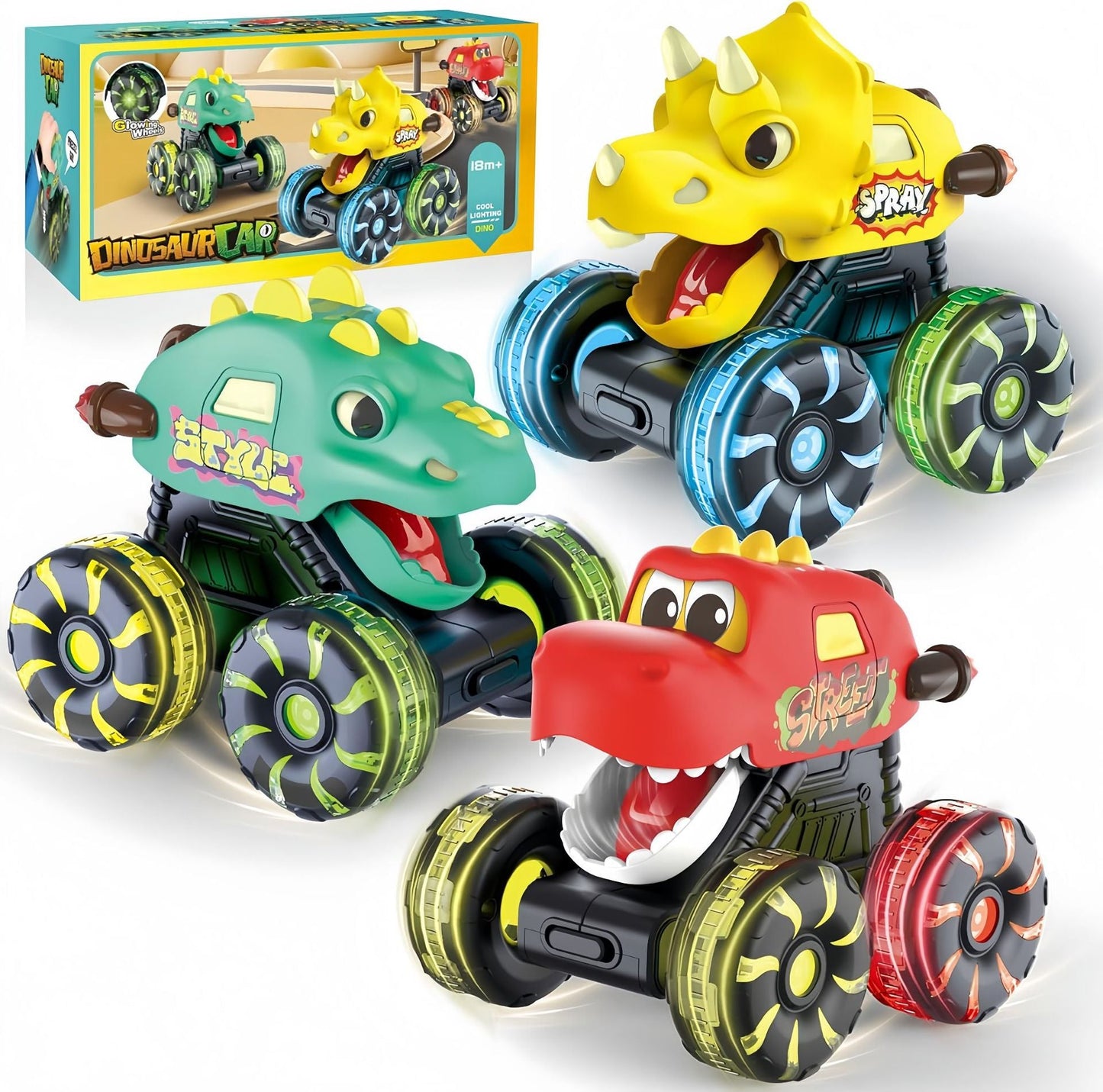 🔥 40% RABATT im Winter-SALE! 🚗 Press & Go Dino Truck für Kleinkinder | Mit bewegungsaktiviertem LED-Licht ✨