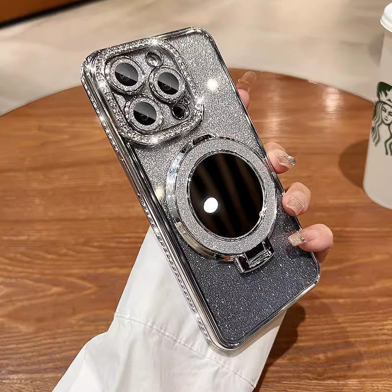 📲✨Gradient Glitter Halter Make-up-Spiegel Schutzhülle