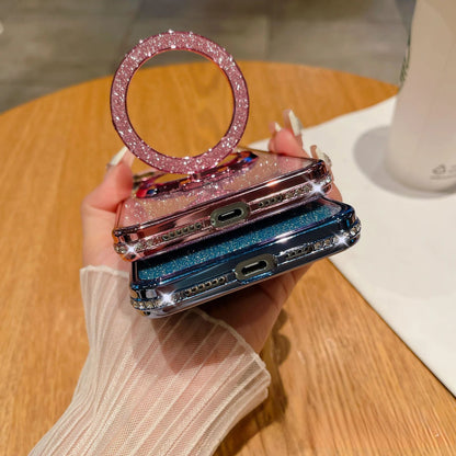 📲✨Gradient Glitter Halter Make-up-Spiegel Schutzhülle