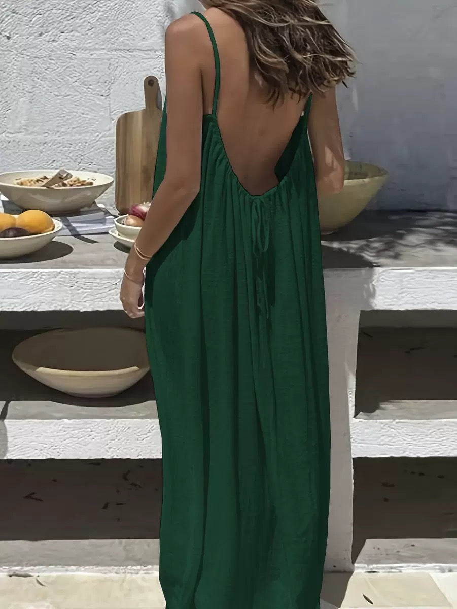 💃 Letzter Tag Sonderangebot – 60 % Rabatt ✨️ Lässiges rückenfreies Maxikleid mit Spaghettiträgern für Damen