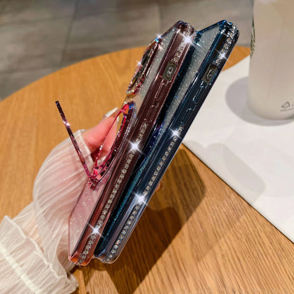 📲✨Gradient Glitter Halter Make-up-Spiegel Schutzhülle