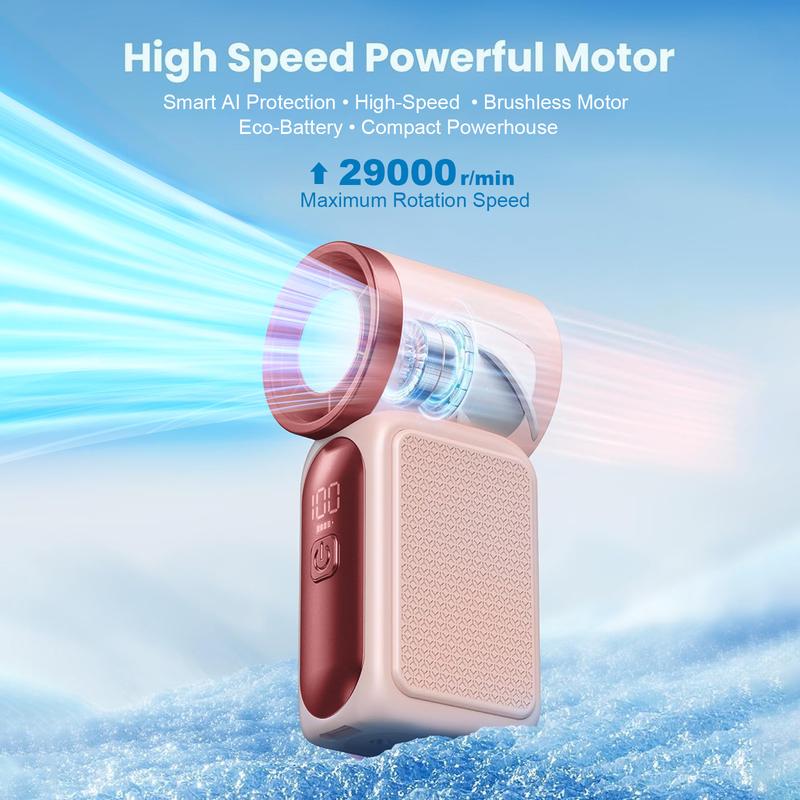 💨 Mini-Handventilator mit LED-Display | 6 Stufen, 10,7 Std. Frische | Federleicht & überall einsatzbereit