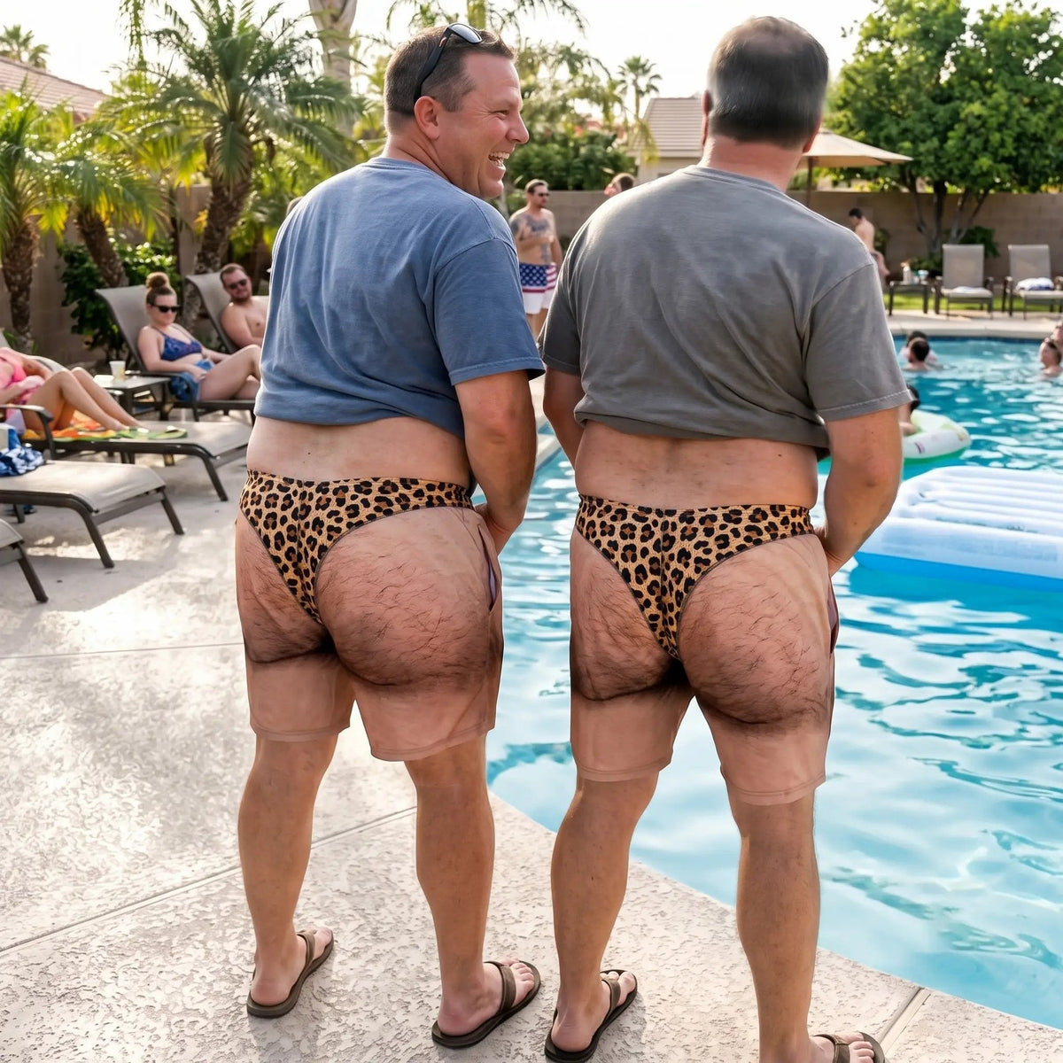 Blickfang am Strand: Die „Cheeky Commando“ Scherz-Badehose für legendäre Partys