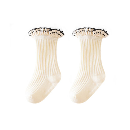 🌸 Extra Weiche Mädchensocken | Macaron-Farben & Chiffon-Rüschen ✨ | Aus Baumwolle