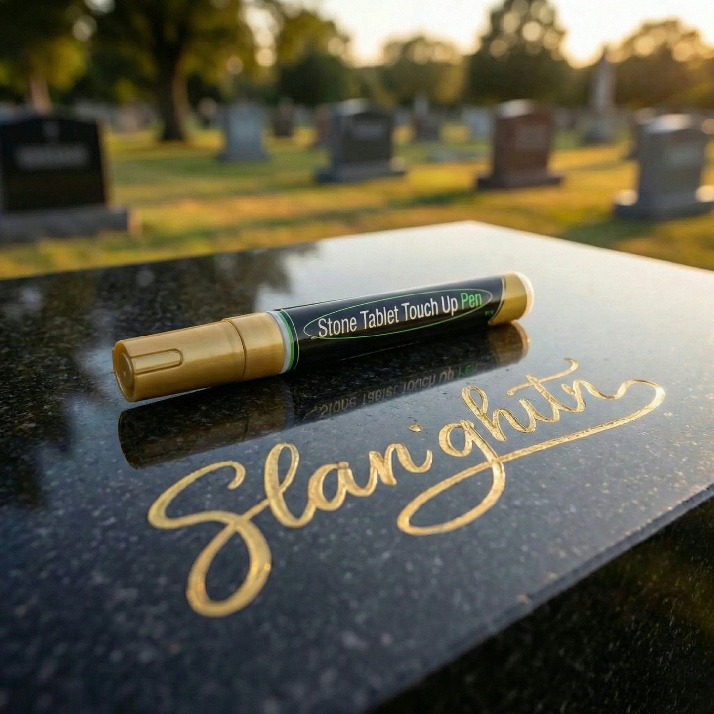 Premium Grabstein-Marker in Gold: Zur Restaurierung verblasster Inschriften ✨ Wetterfest & Präzise 🕊️
