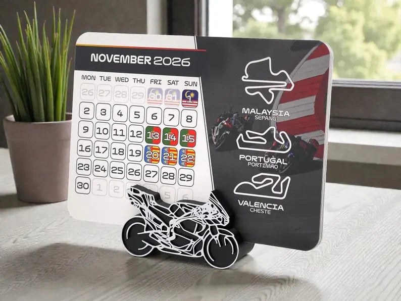 Racing-Highlight: Einzigartiger MotoGP 2026 Kalender mit Motorradständer