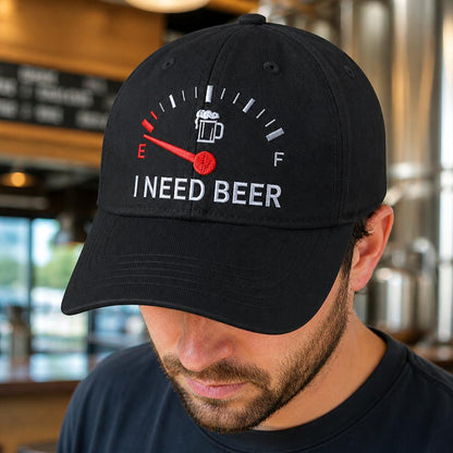 🍺 Bier-Anzeige voll auf "E"? – Stick-Cap "I NEED BEER" | Das ultimative Geschenk für Bierliebhaber