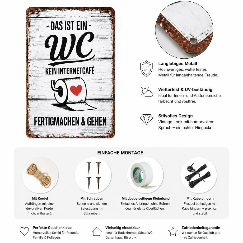 Lustiges Toilettenschild im Vintage-Stil – Deko mit Humor 🚻✨