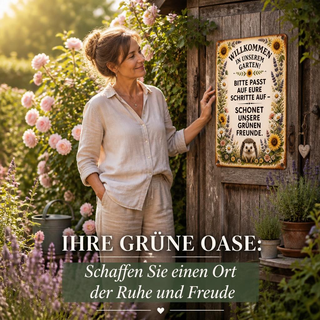 Blechschild "Schonet unsere Pflanzen-Freunde" 🏡 Vintage Deko für Zaune & Tore