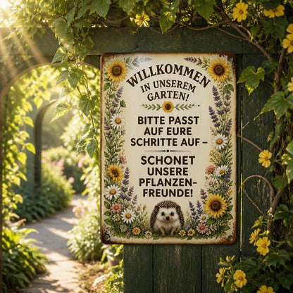 Blechschild "Schonet unsere Pflanzen-Freunde" 🏡 Vintage Deko für Zaune & Tore