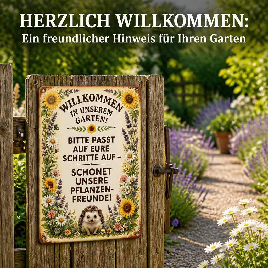 Blechschild "Schonet unsere Pflanzen-Freunde" 🏡 Vintage Deko für Zaune & Tore