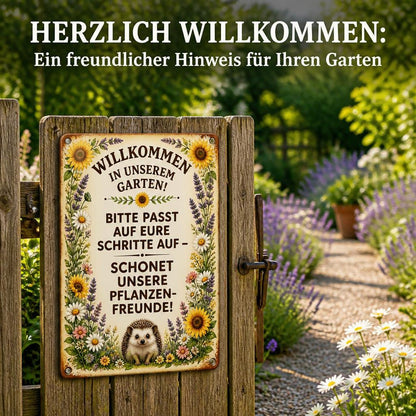 Blechschild "Schonet unsere Pflanzen-Freunde" 🏡 Vintage Deko für Zaune & Tore
