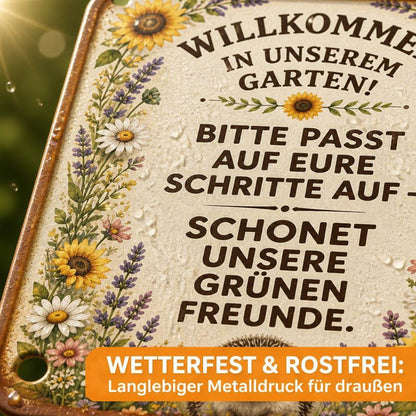 Blechschild "Schonet unsere Pflanzen-Freunde" 🏡 Vintage Deko für Zaune & Tore