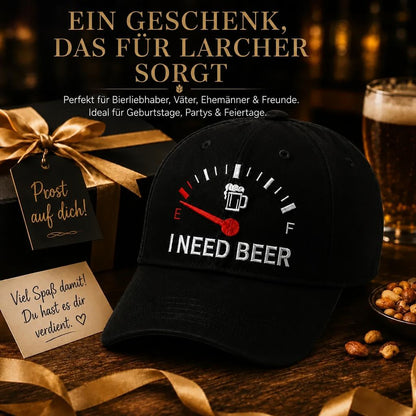 🍺 Bier-Anzeige voll auf "E"? – Stick-Cap "I NEED BEER" | Das ultimative Geschenk für Bierliebhaber