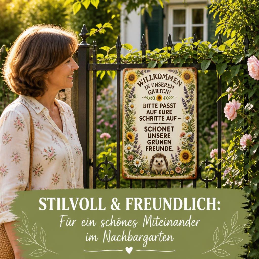 Blechschild "Schonet unsere Pflanzen-Freunde" 🏡 Vintage Deko für Zaune & Tore
