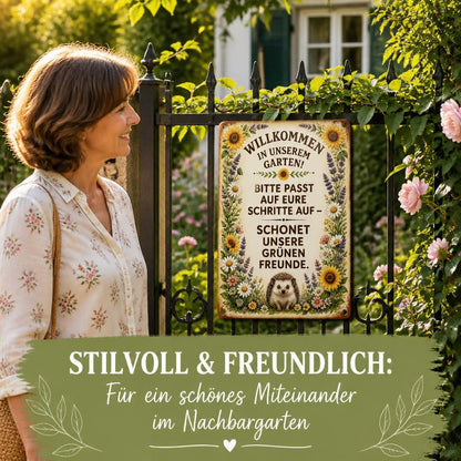 Blechschild "Schonet unsere Pflanzen-Freunde" 🏡 Vintage Deko für Zaune & Tore