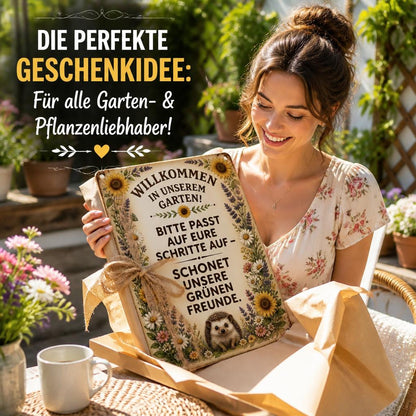 Blechschild "Schonet unsere Pflanzen-Freunde" 🏡 Vintage Deko für Zaune & Tore