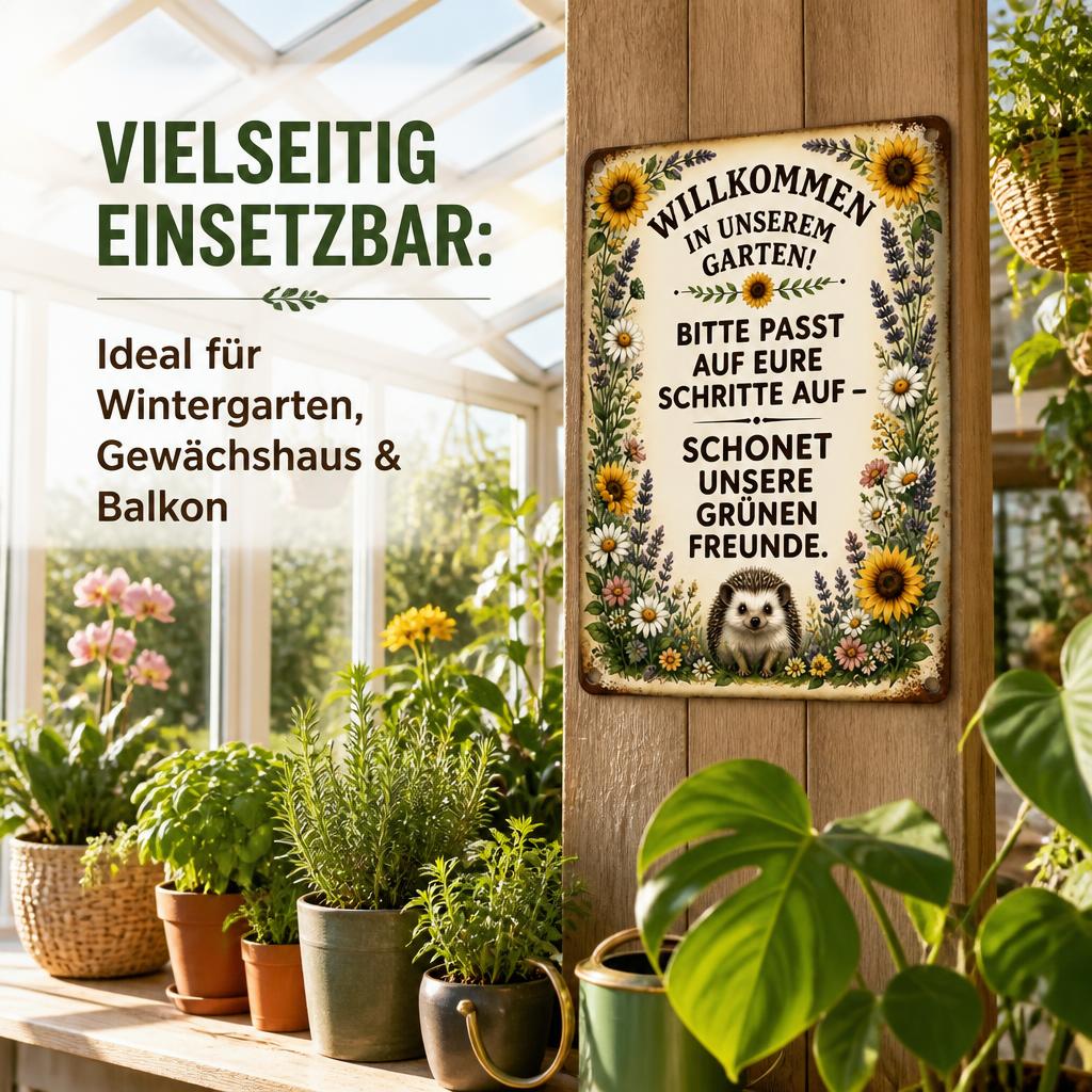 Blechschild "Schonet unsere Pflanzen-Freunde" 🏡 Vintage Deko für Zaune & Tore
