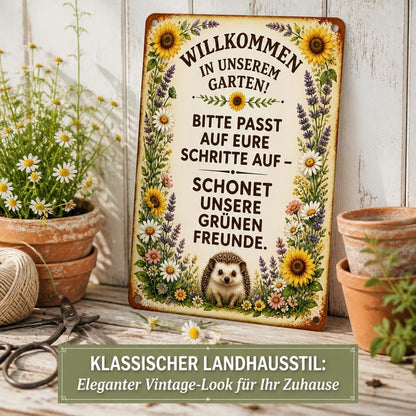 Blechschild "Schonet unsere Pflanzen-Freunde" 🏡 Vintage Deko für Zaune & Tore