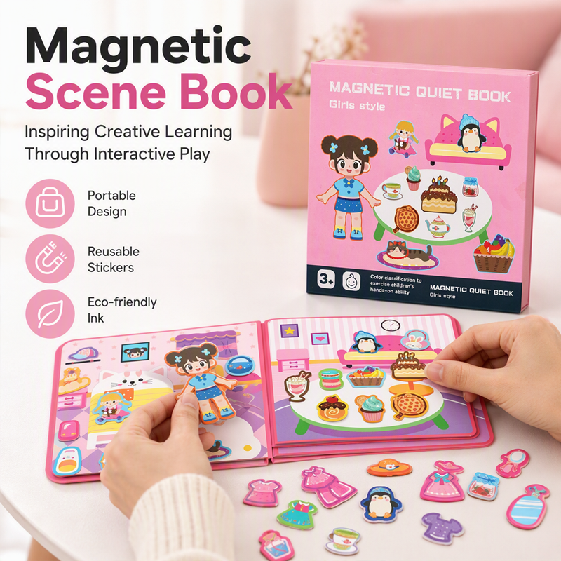 🎨📖 Portable Magnetic Scene Book: Educational Montessori Quiet Toy for Kids! 🎨