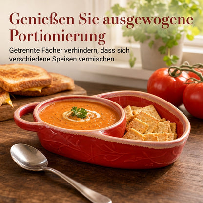 Knusprig & Trennscharf Genießen: Die geteilte Retro-Keramikbackform für Ofen & Tisch