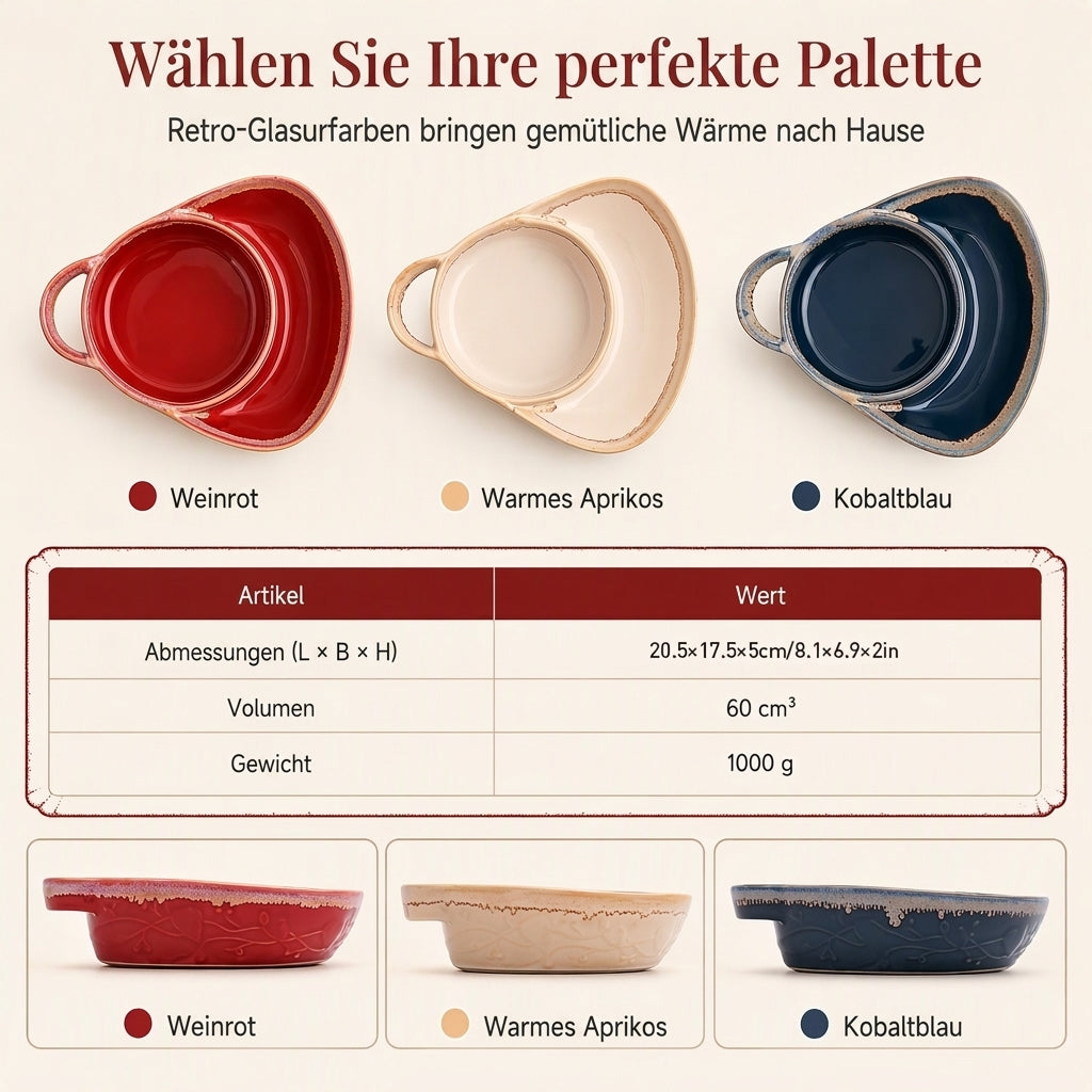 Knusprig & Trennscharf Genießen: Die geteilte Retro-Keramikbackform für Ofen & Tisch