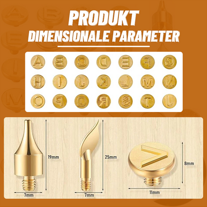 DIY Holz/Leder Brennset + 26 Buchstaben Kupferform