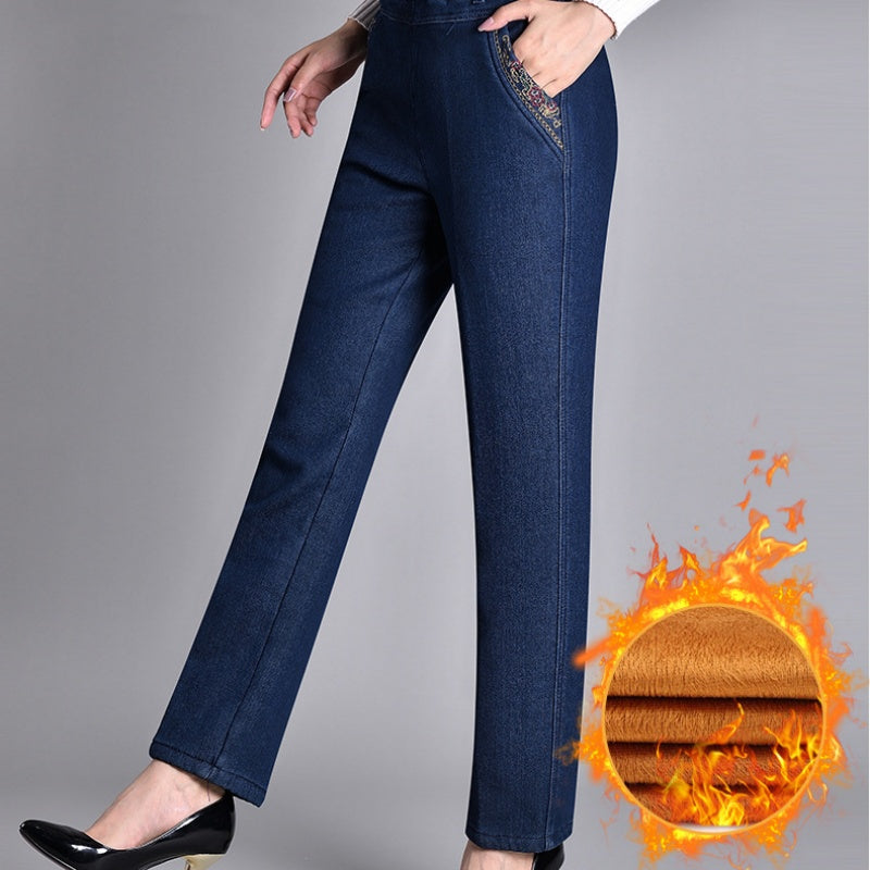 🔥Heißer Stil 2024🔥Jeans mit Seitentaschen und elastischem Bund für Damen