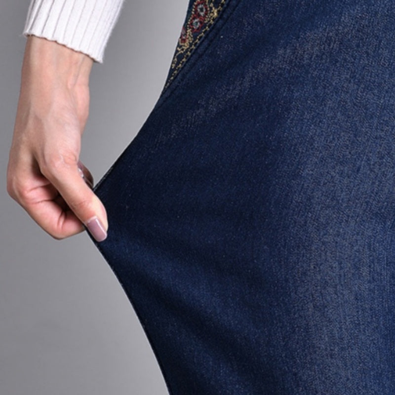 🔥Heißer Stil 2024🔥Jeans mit Seitentaschen und elastischem Bund für Damen