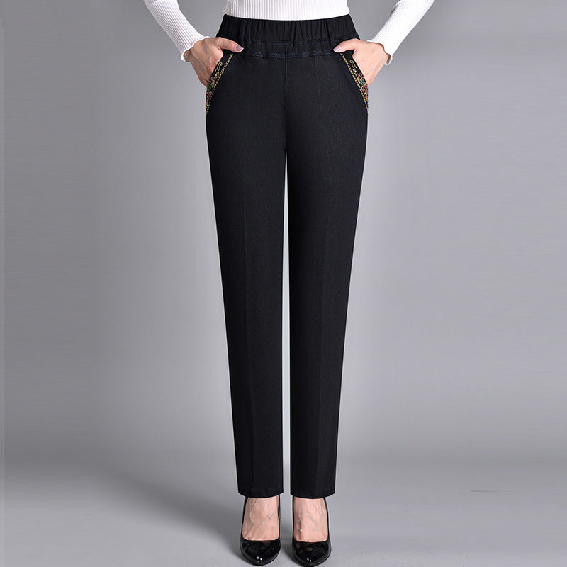 🔥Heißer Stil 2024🔥Jeans mit Seitentaschen und elastischem Bund für Damen